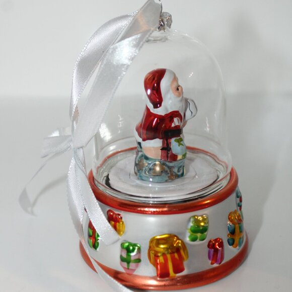 Mr. Christmas Santa Glass Ornament Music Box “We Wish You A Merry Christmas” - Picture 6 of 9